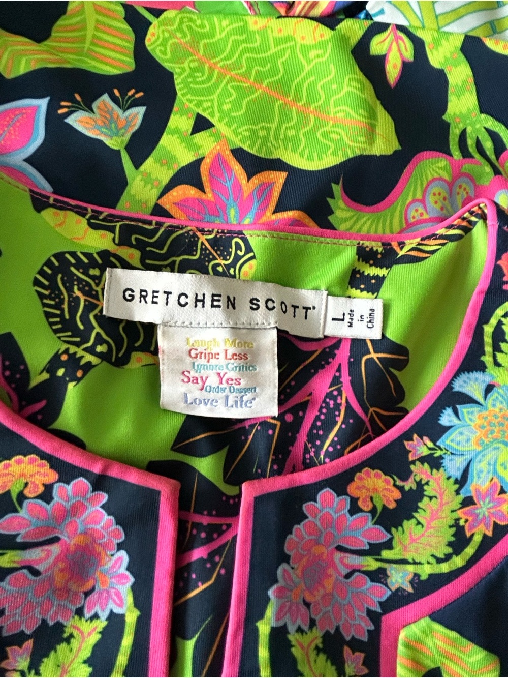 Gretchen Scott Designs Navy Dress with Neon Floral Print - Picture 4 of 4